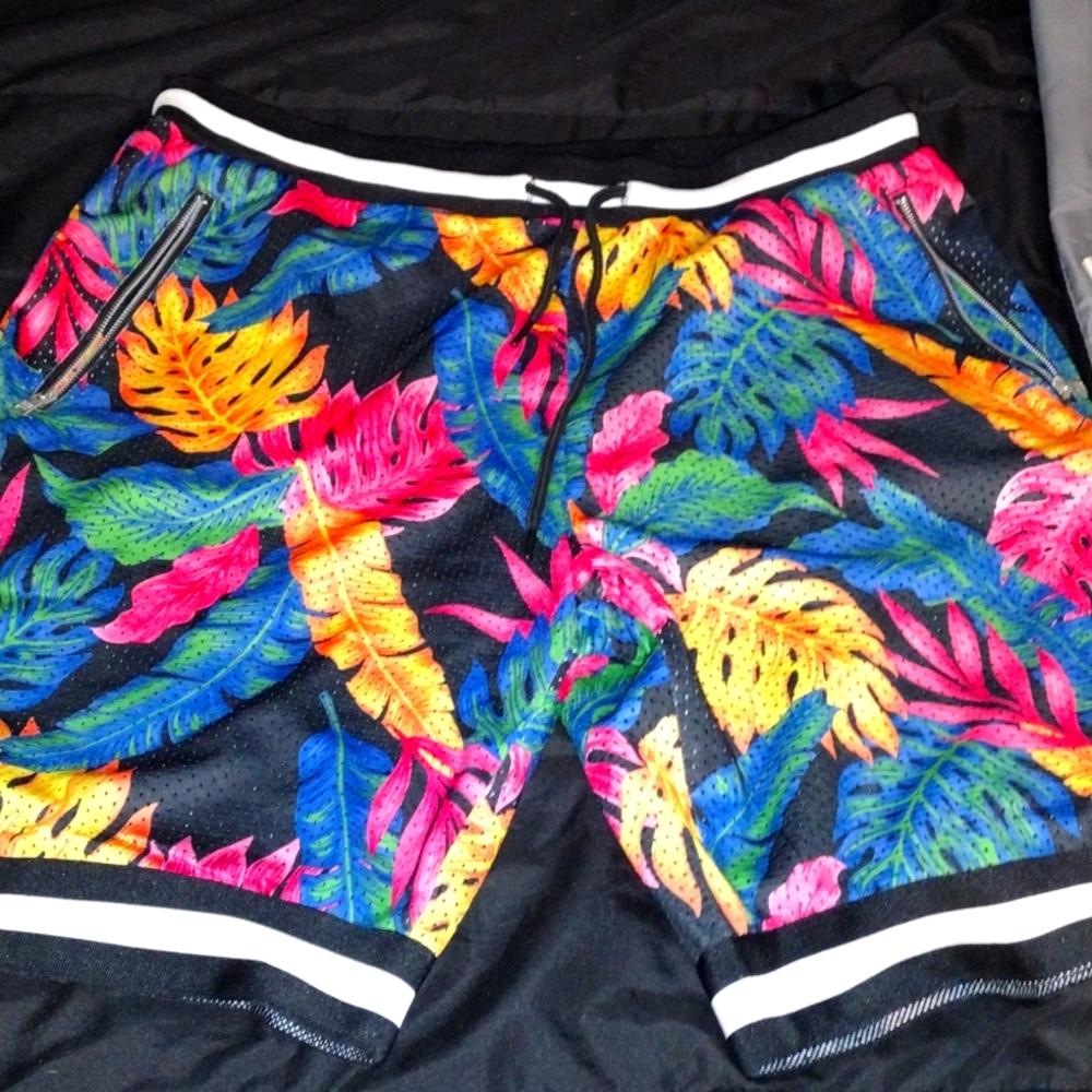 Black and floral Jersey shorts